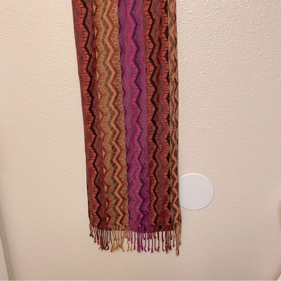 Ravelry: Striped Chevron Scarf pattern by Churchmouse Yarns  Colorful striped cashmere silk chevron strips print blend scarf fringe 13x80